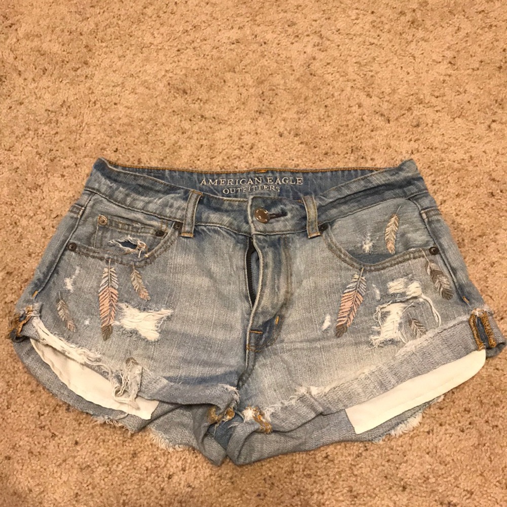 American eagle high waisted jean shorts
